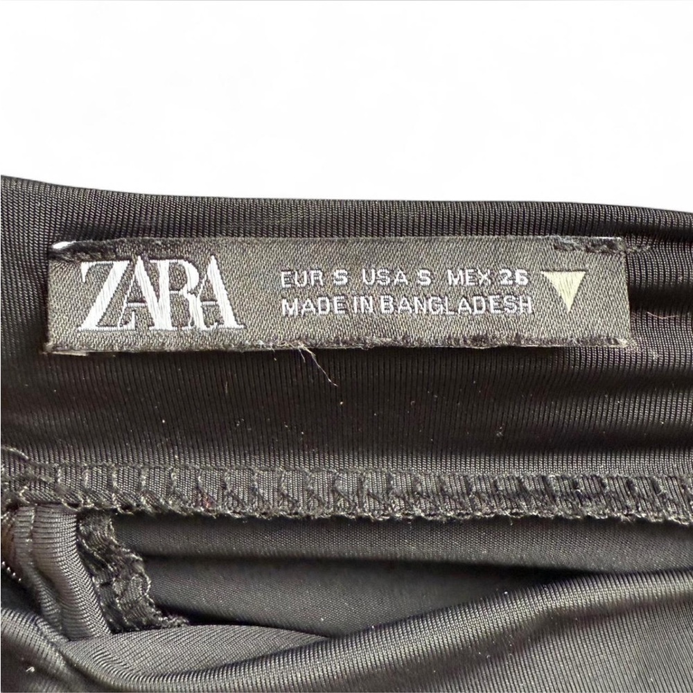 Zara Black Silky High Neck Long Sleeve Bodysuit - Size S - Picture 3 of 5